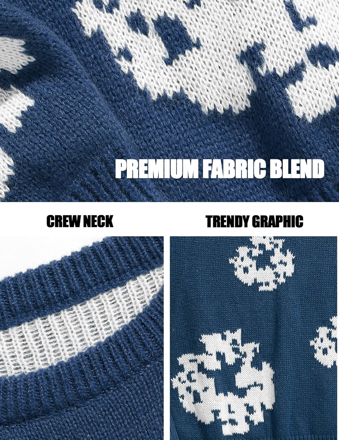 ZAFUL Oversized Mens Sweater Graphic Casual Crewneck Pullover for Y2K Vintage Streetwear Long Sleeve Aesthetic Knitwear - Image 4