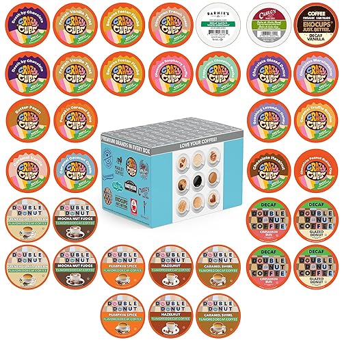 Crazy Cups Paquete variado de cápsulas de café descafeinado con sabor compatibles con cafeteras Keurig K Cups, 36 unidades, muestrario de café con