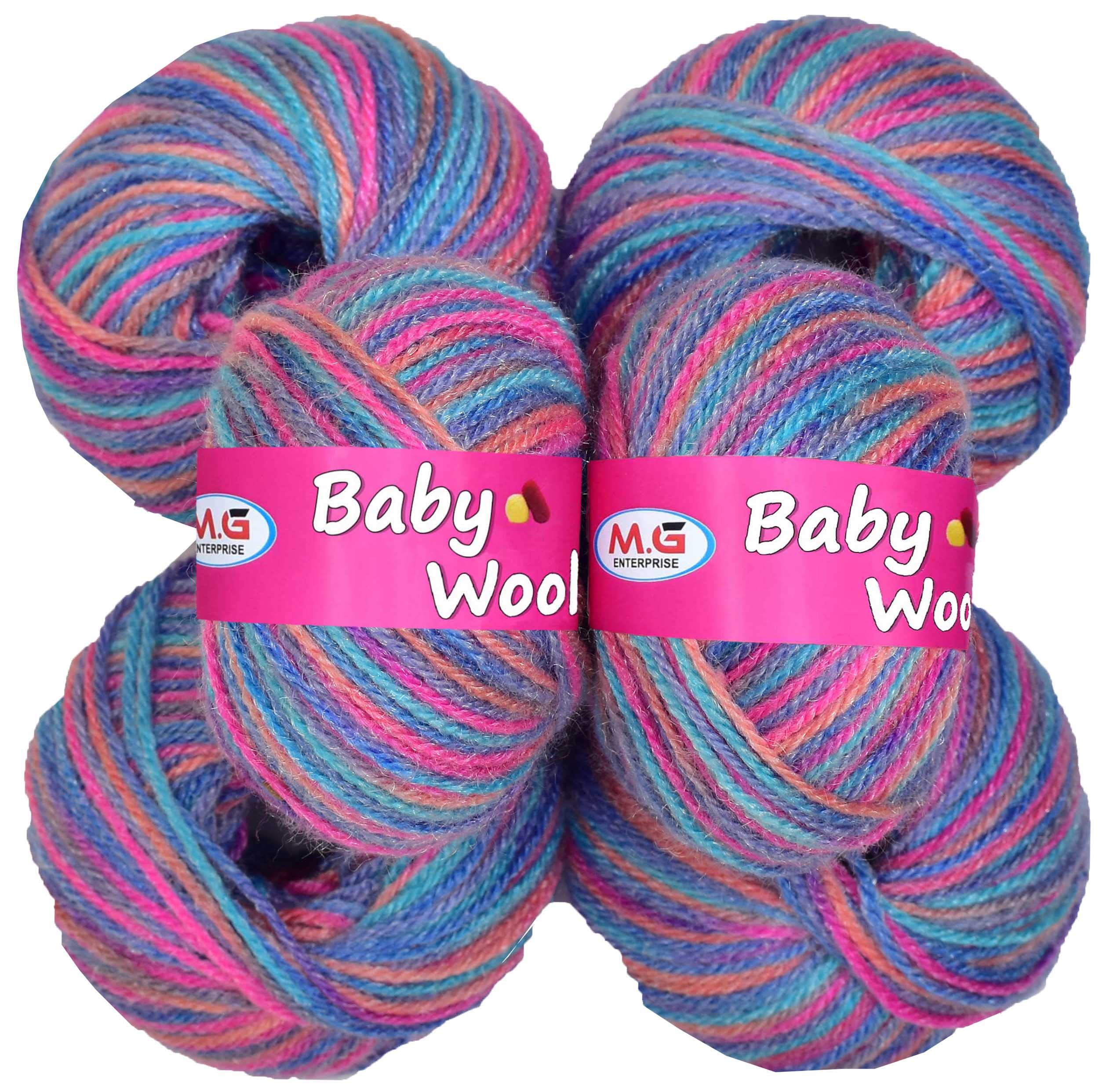 M.G ENTERPRISE Premium Wool 100% Acrylic Wool Multi Primerose (12 pc) Baby Wool M/G Wool Ball Hand Knitting Wool/Art Craft Soft M/G Fingering Crochet Hook Yar BB