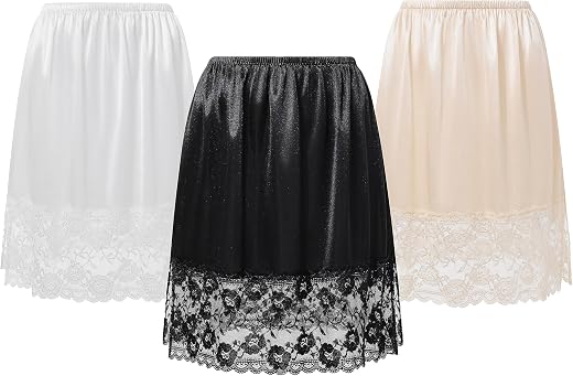 Coucoland Half Slips for Under Dresses - 20" Black White Womens Underskirt Half Slip Women Under Dress Shirt Skirt Extender