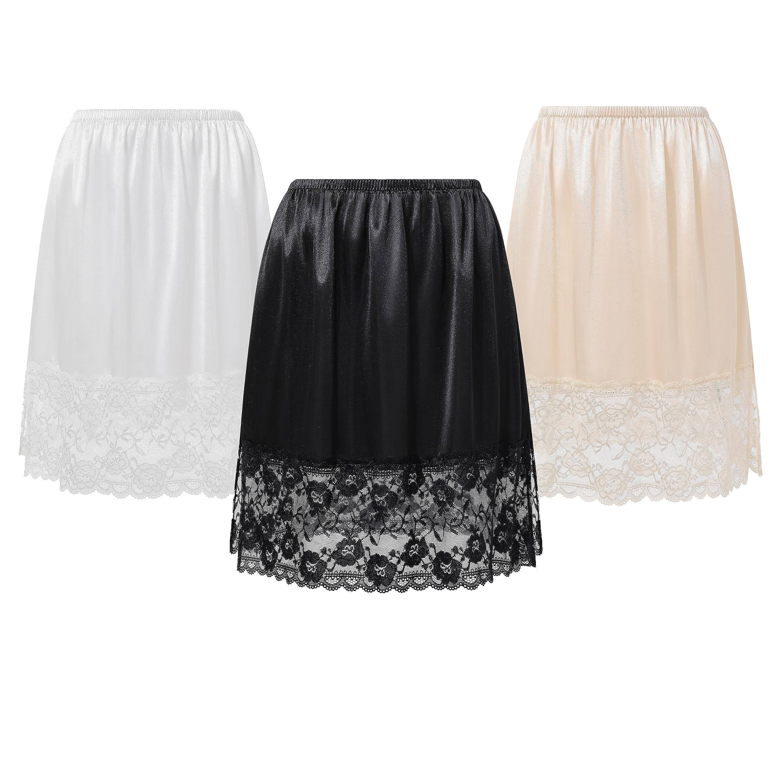 CoucolandHalf Slips for Under Dresses - 20" Black White Womens Underskirt Half Slip Women Under Dress Shirt Skirt Extender