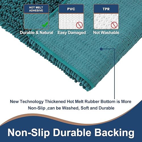 Miniatura 3 de FLOLEOPA Juego de tapetes de baño de felpilla de lujo, extrasuaves y absorbentes, antideslizantes, se pueden lavar y secar a máquina (47 x 17