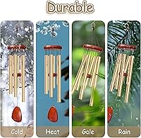 Vista 6 de Campanillas de viento de 71 cm para exteriores. Campanillas de viento encantadoras de tono profundo con 6 tubos de aluminio. Decoración de patio.