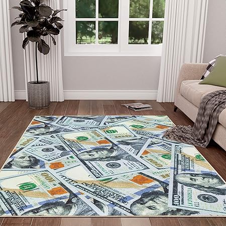 Amazon.com: HUAHOO Black Money Rugs 100 Dollar Bill Area Rug Door Mat ...