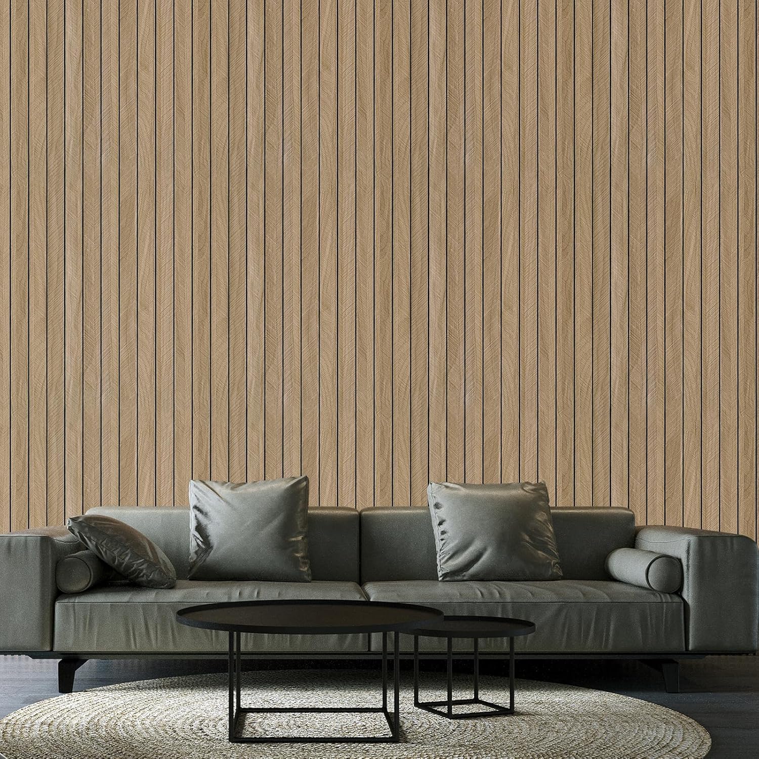 CHIHUT Extra Wide Herringbone Peel and Stick Wall Panel 24"x197" Large Roll Thickened Foam 3D Oak Wood Textured Vinyl Paneling for TV Background Ceiling Brown Self Adhesive Removable Wood Slat Panels
