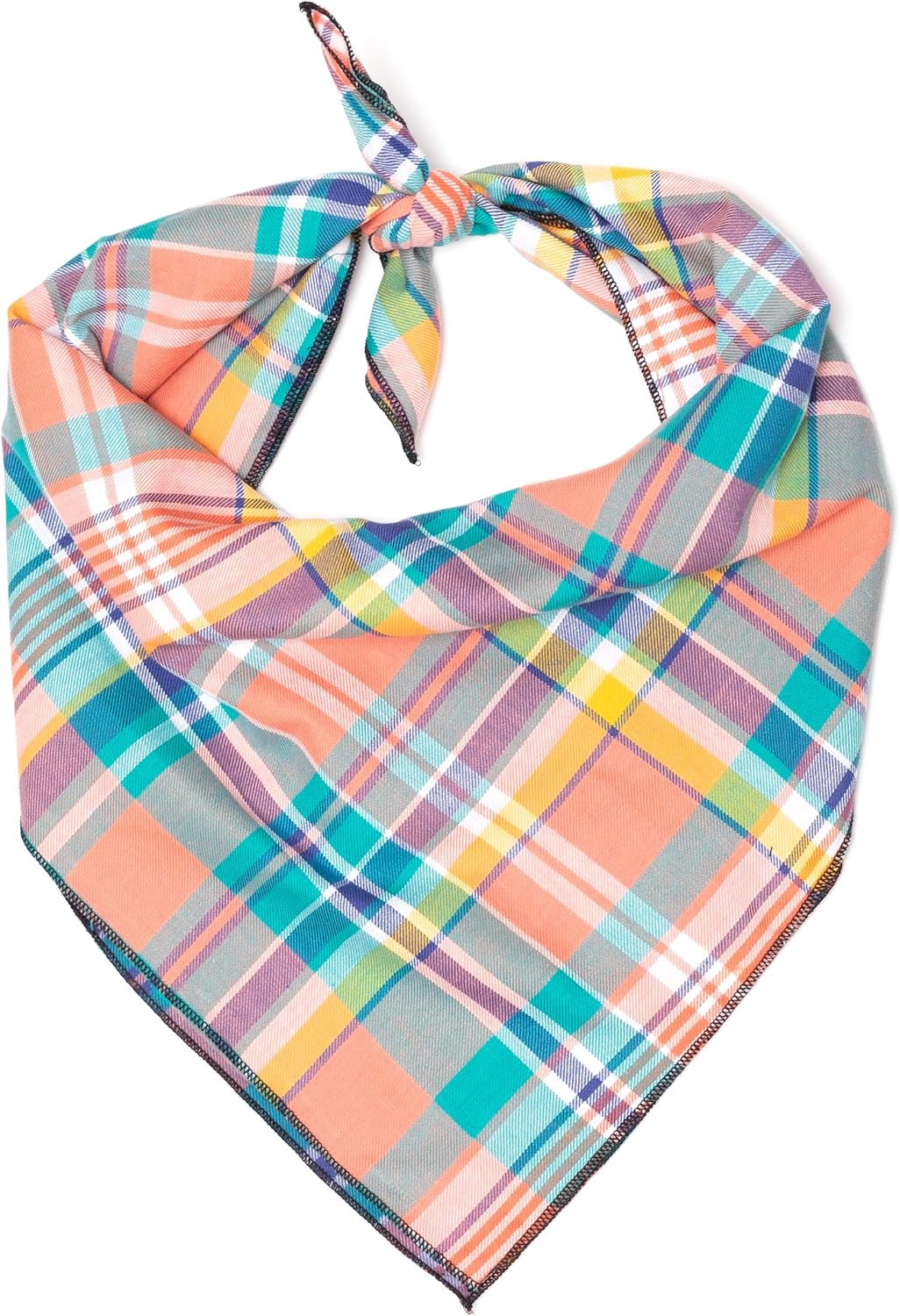 THE WORTHY DOG Classic Tie-On Dog Bandana – Soft Cotton Flannel Square Pet Bandana, Lt. Blue Stripe Rubber Duck Pattern, Light Blue, Large