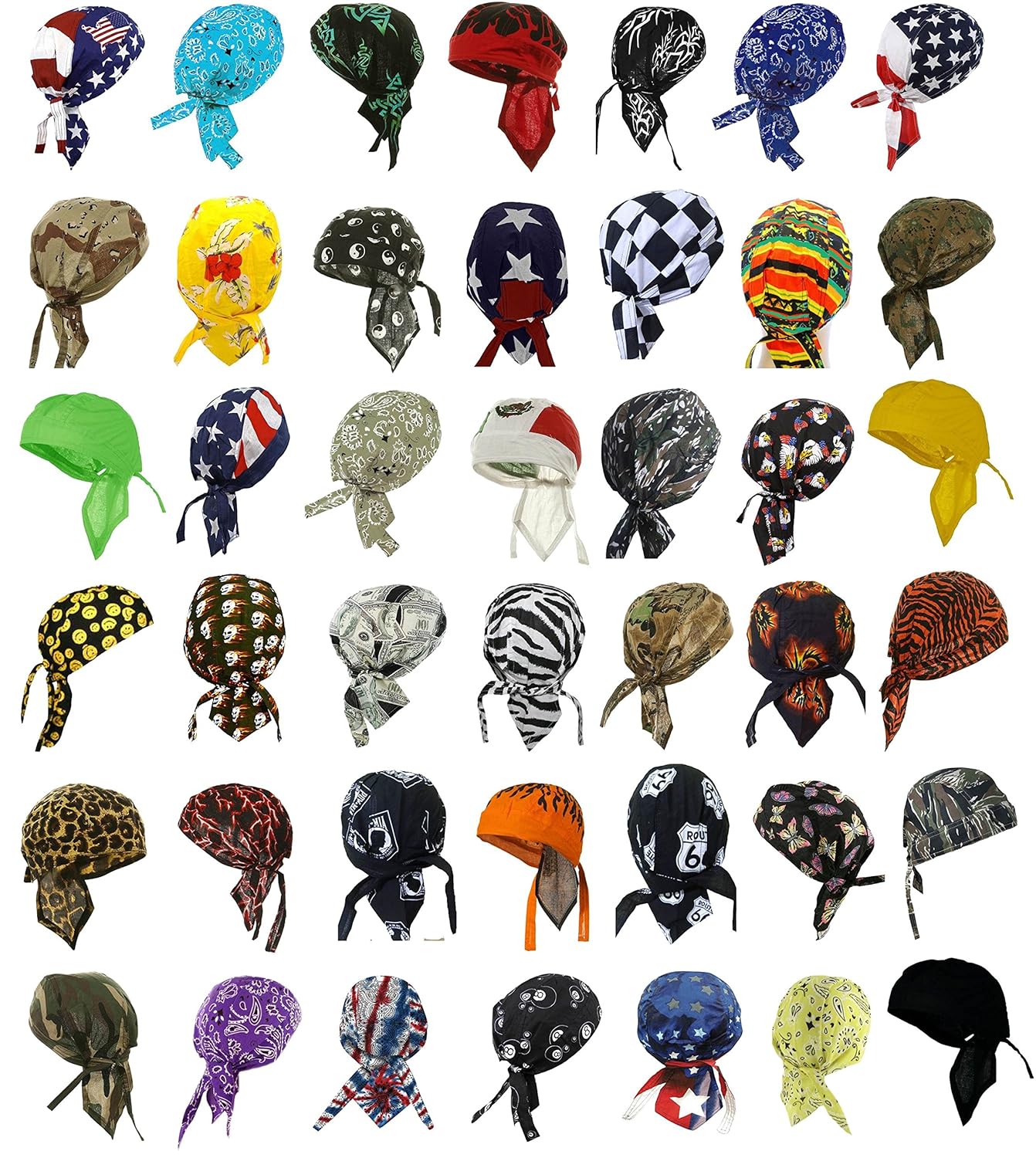 Bandana Dorag Caps Head Wrap Bulk Set of 12 Assorted Designs Cycling Cotton Durags