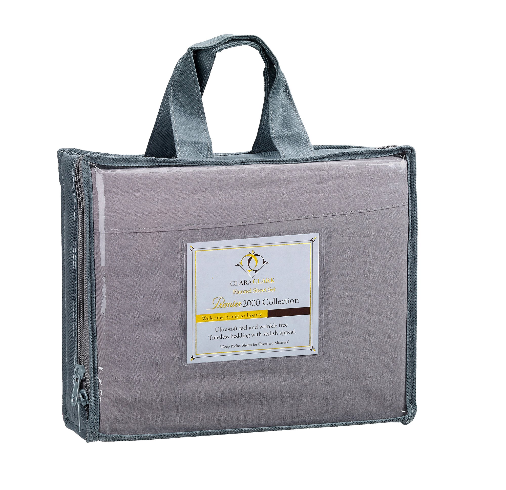 Clara Clark ® Premier 2000 Collection Bed Sheet Set, King Size, Charcoal Stone Gray