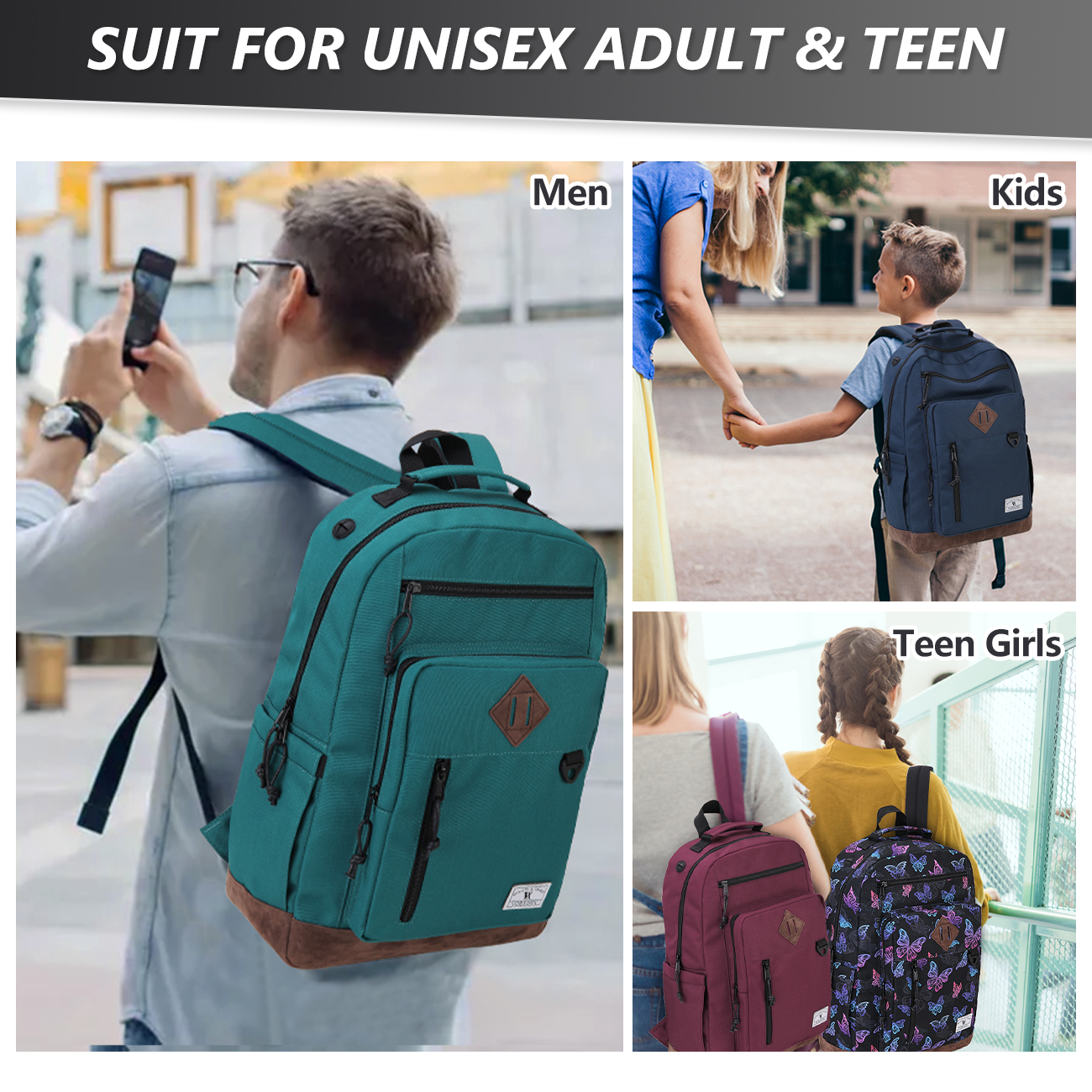 Zaino Scuola VX VONXURY - Leggero Impermeabile Multitasche Per Ragazzi E Ragazze