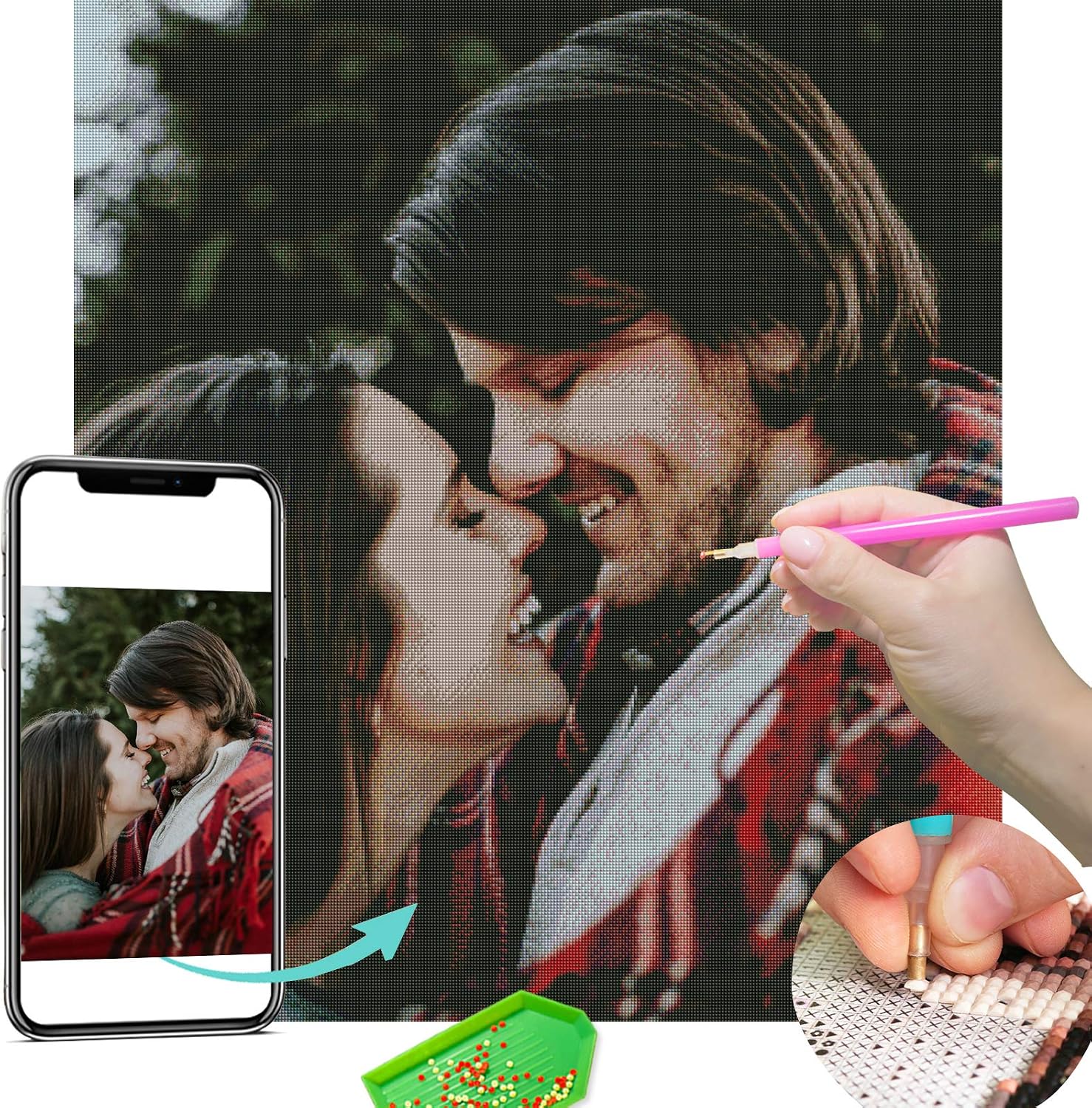 VATO Photo to Custom Diamond Painting Kits for Adults,Your Own Private Picture Personalized Customized Gift,Round Full Drill, (50X70cm/20x28in)
