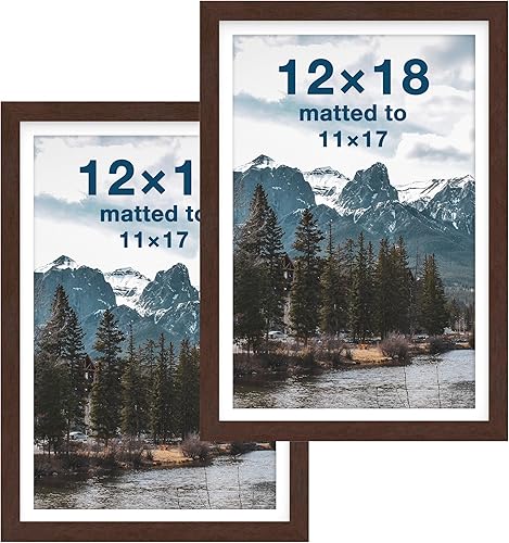 Vista 52 de FrameWorks Paquete de 2 portarretratos de 12 x 16 pulgadas con mate a 8 x 12 pulgadas, color negro, marco de fotos clásico de madera con vidrio