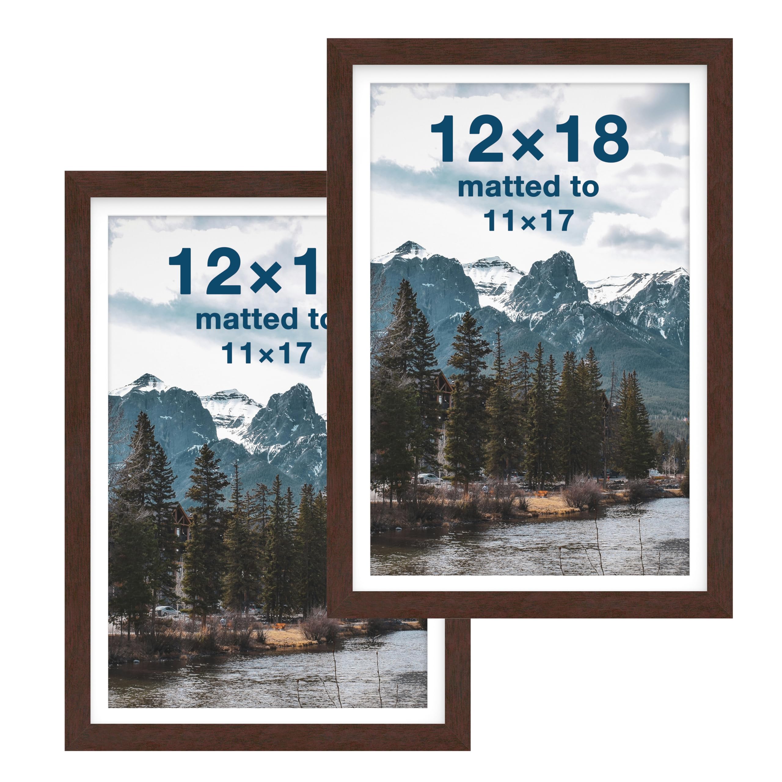 Cadre photo bois 30,5x45,7 cm anti-rayures verre trempé acajou robuste