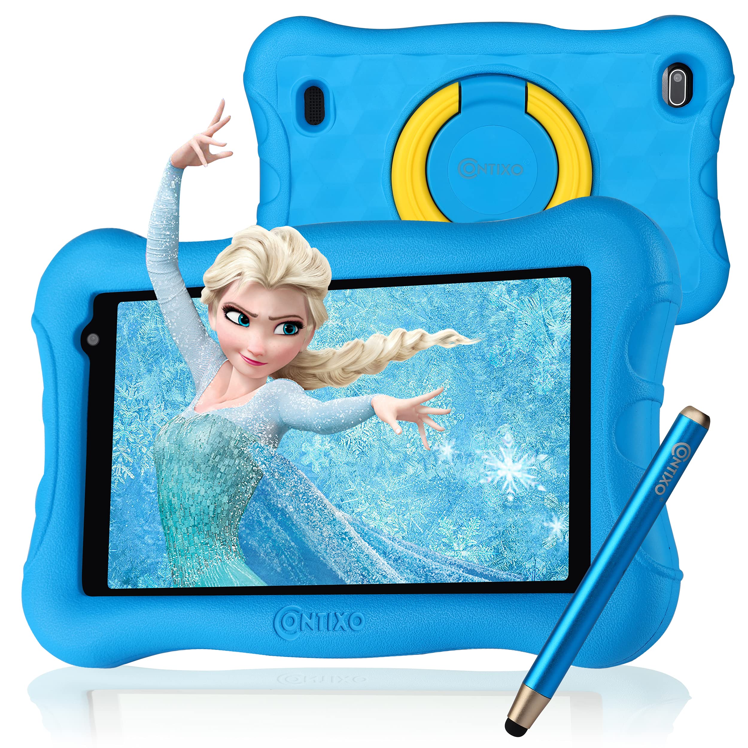 contixoKids Tablet V10+, 7-inch HD, Ages 3-7, Toddler Tablet with Camera, Parental Control, Android 10, 32GB, WiFi, Learning Tablet for Children with Teacher's Approved Apps and Kid-Proof Case, Blue