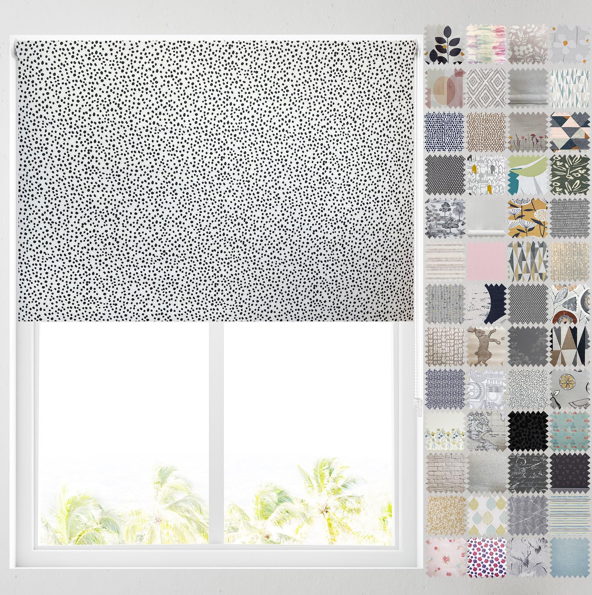 Barnes Blinds - Blackout Pattern Roller Blinds for Windows, Custom Cut to Size - Thermal Fabric Durable Fittings Easy Fit (Dalmation Spot 61cm)