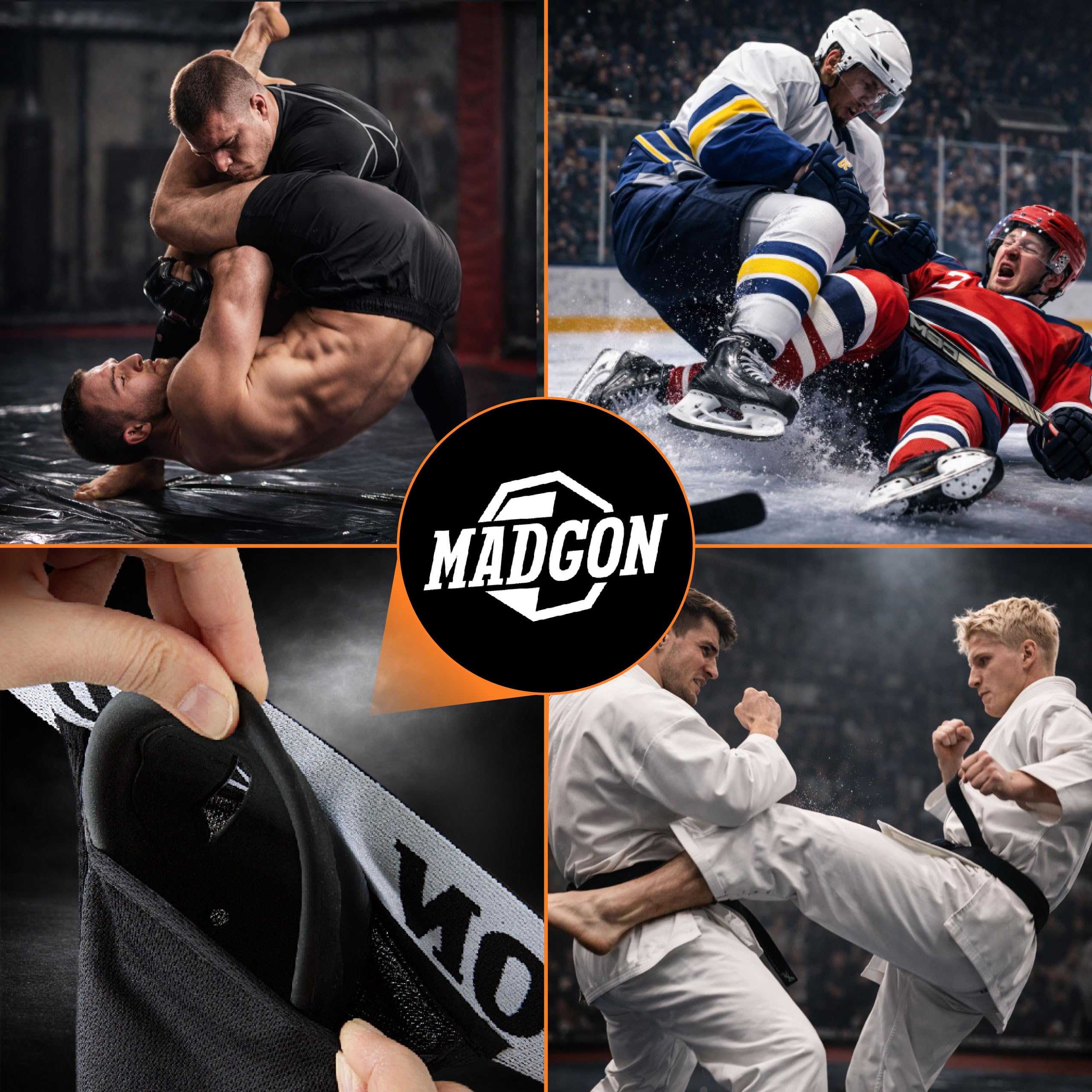 MADGON Coquilla Boxeo Protección Doble Reforzada MMA Kick Boxing Suspendorio Profesional