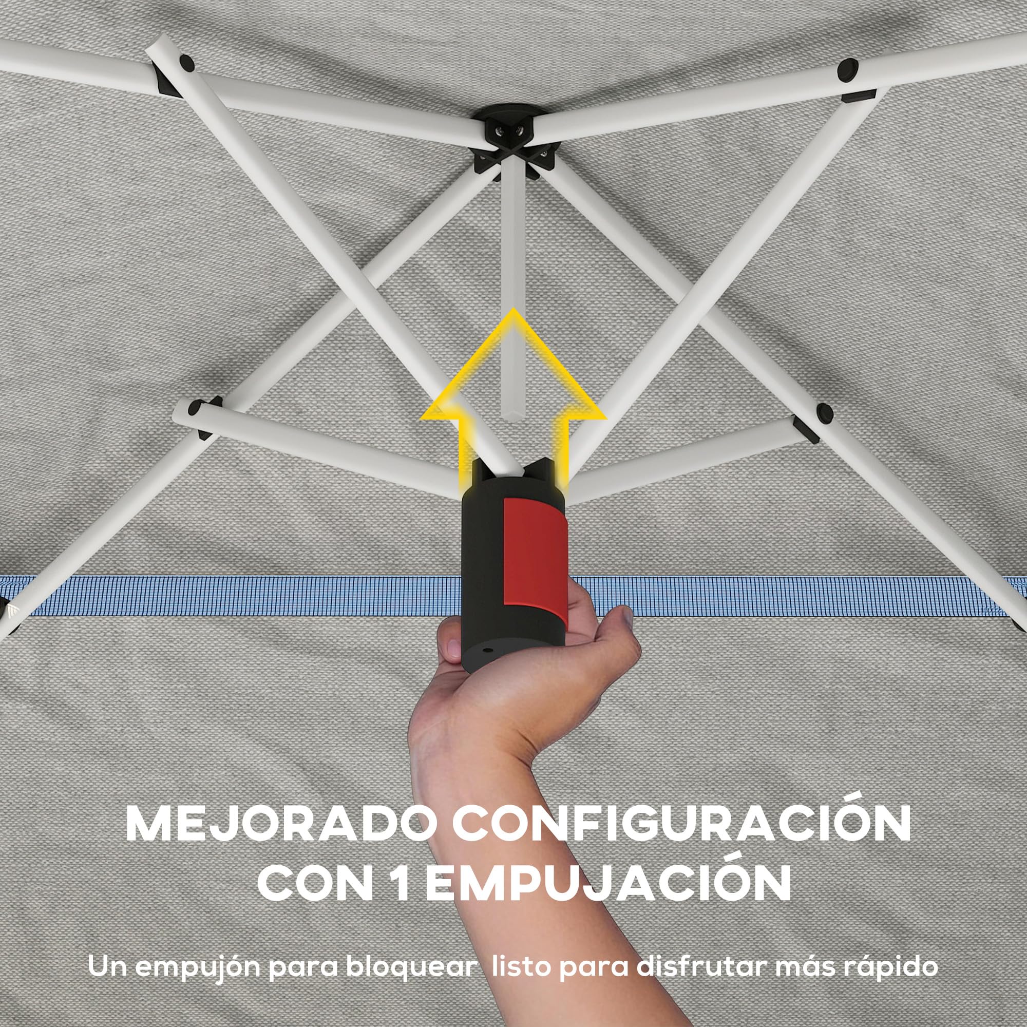 Outsunny Carpa Plegable 3,5x3,5 m, Pop-up, Cenador Pabellón de Jardín con Doble Techo, Cierre Central, UPF50+, Altura Ajustable de 3 Niveles y Bolsa de Transporte, Gazebo para Fiestas, Exterior, Gris