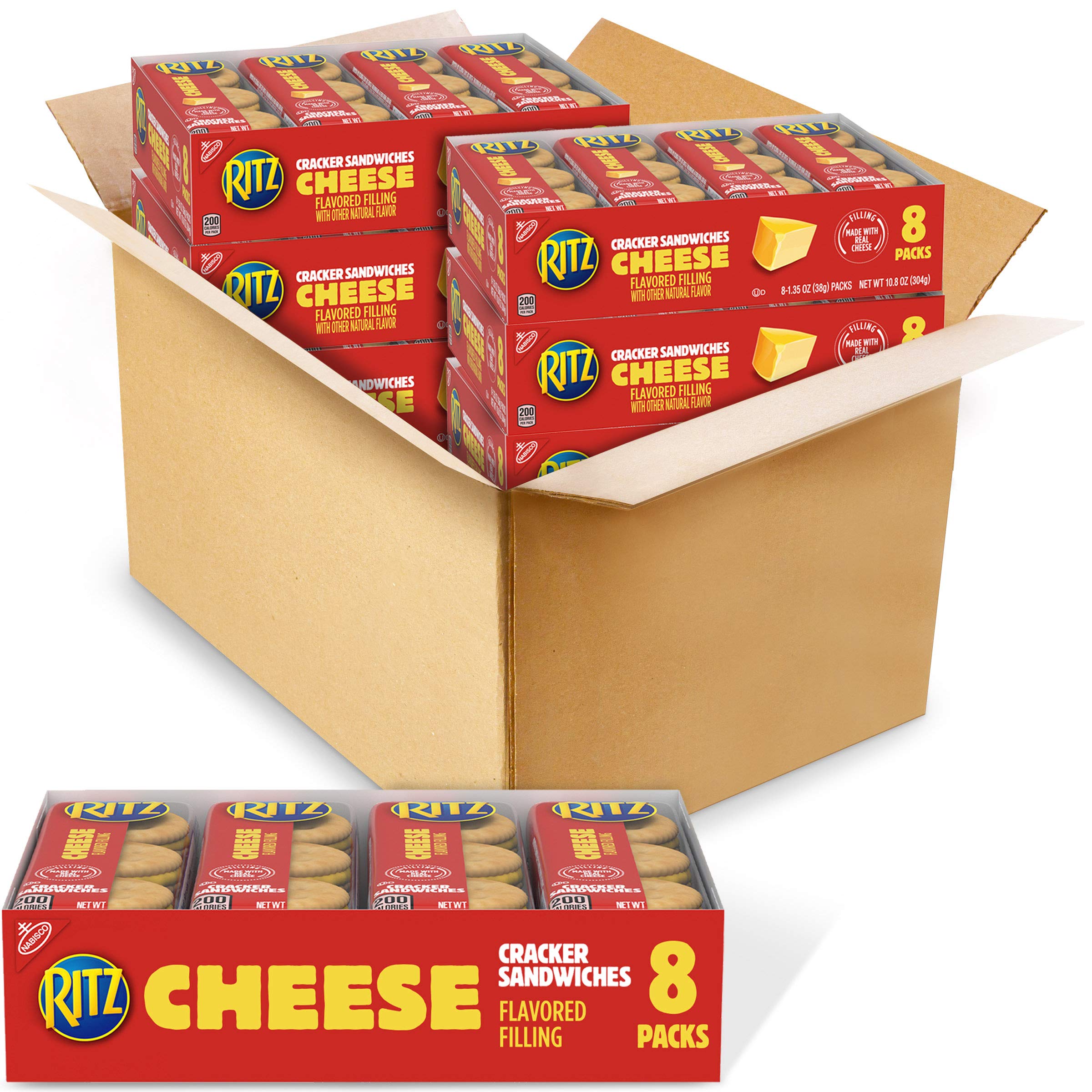 RITZ Cheese Sandwich Crackers, 48 Snack Packs (6 Boxes), 1.38 Ounce