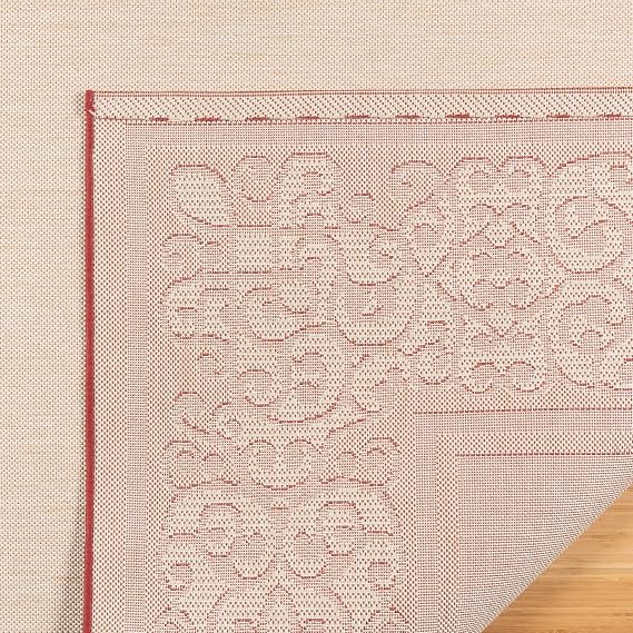Gertmenian Indoor/Outdoor Flatweave Area Rug - 6x9 Medium, Stain & UV Resistant, Ideal For Deck, Patio, Poolside, Mudroom - Abstract Border, Red Tan, 22969