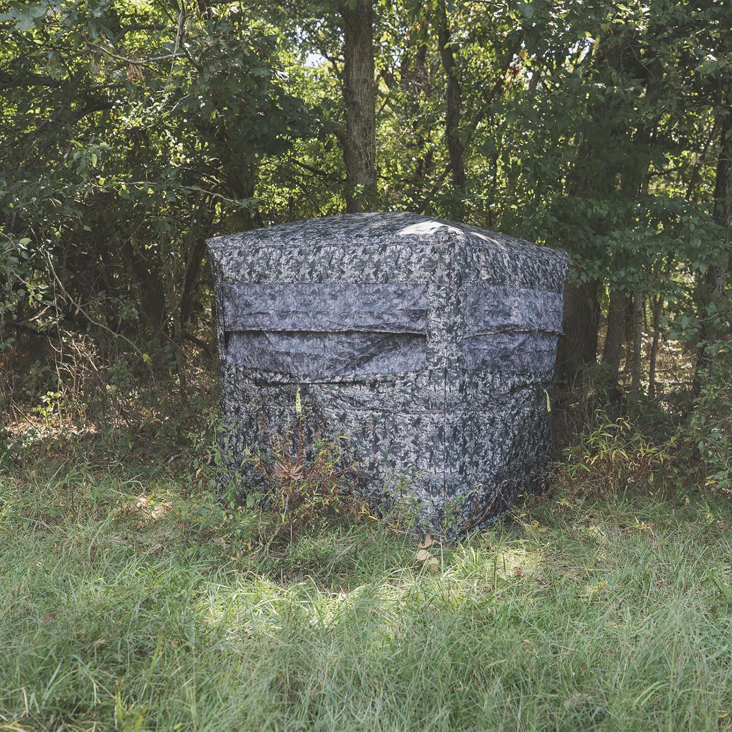 Hawk Reveal Hunting Archery Durable 73" Height Water Resistant Camo Concealing 3 Person Ground Blind with See-Through Mesh Window Panels