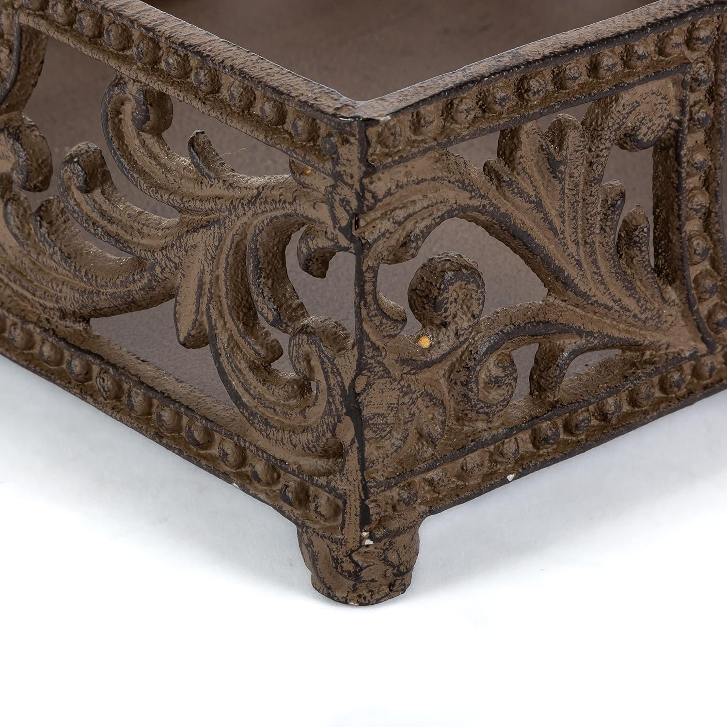 Acanthus Leaf Brown Cast Metal Napkin Holder