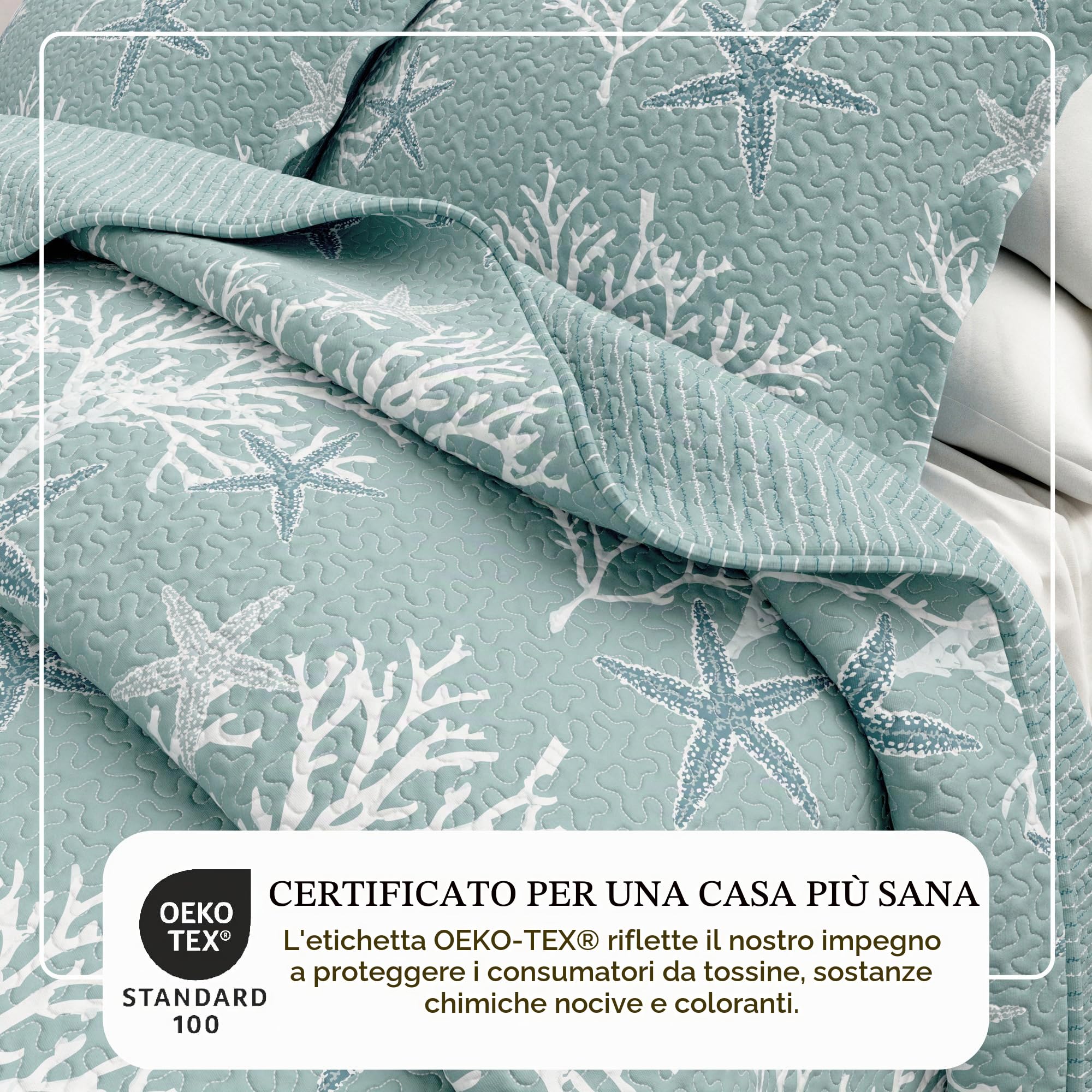Great Bay Home Set di biancheria da letto da 2 pezzi, per letto singolo standard e XL, trapunta, motivo costiero, estivo, con federa, reversibile, per tutte le stagioni. Copriletto trapuntato leggero