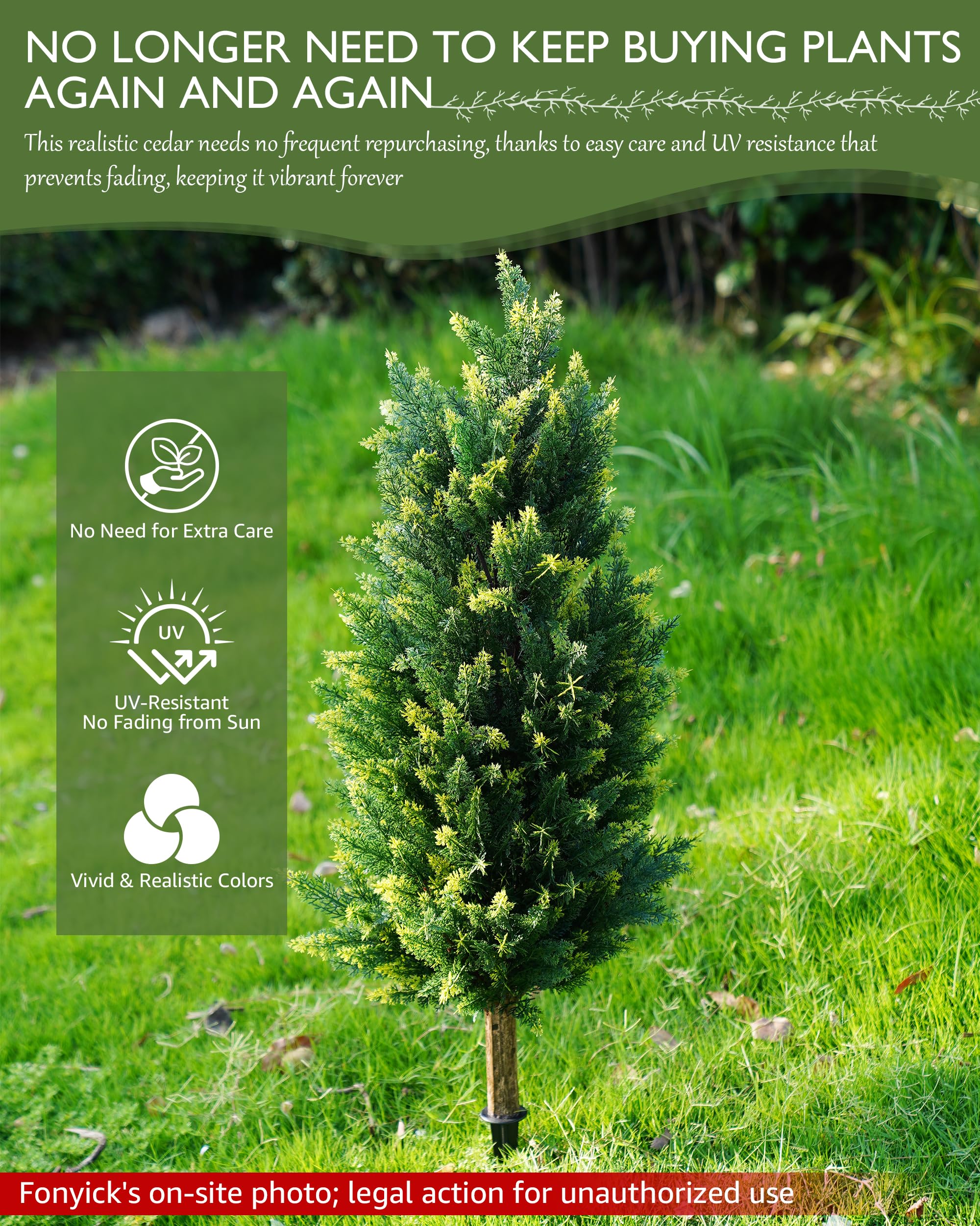 3.5FT Artificial Cypress Topiary Set Of 2 - UV Resistant Outdoor/Indoor Decor