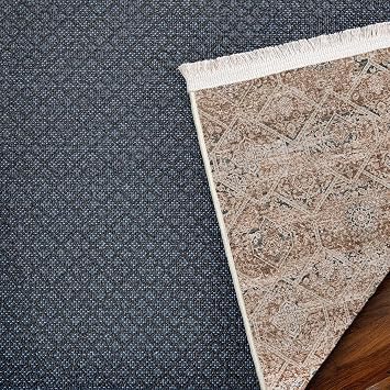 Brown Abstract Anti-Slip Machine Washable Carpets Living Room Bedroom Hallway Boho Morocco Soft Neutral Vintage Appearance Geometric Bohemian Carpet Distressed Indoor Foldable Anti-Slip Area Carpet