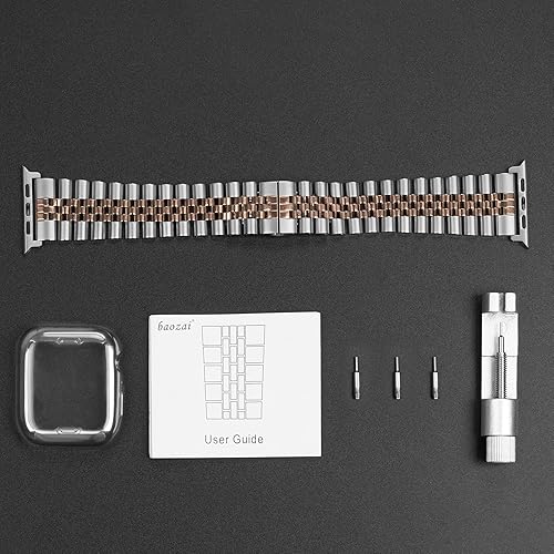 Miniatura 7 de baozai Correa de metal con funda compatible con Apple Watch de 3840411.654 in Series 344451.654 in Series 101.811 in, funda protectora de pantalla
