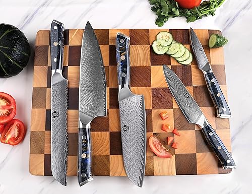 Miniatura 6 de WILDMOK Juego de cuchillos de chef de 5 piezas, juego de cuchillos japoneses ultra afilados de alta calidad para cocina, cuchillo de cocina de acero