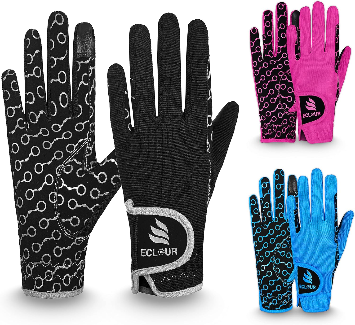 ECLOUR Kids Horse Riding Gloves with Non-Slip Grip and Finger Touch Design for Multi Sports Activities Like Cycling, Fishing, Running, Gardening for Boys and Girls : Sports & Outdoors