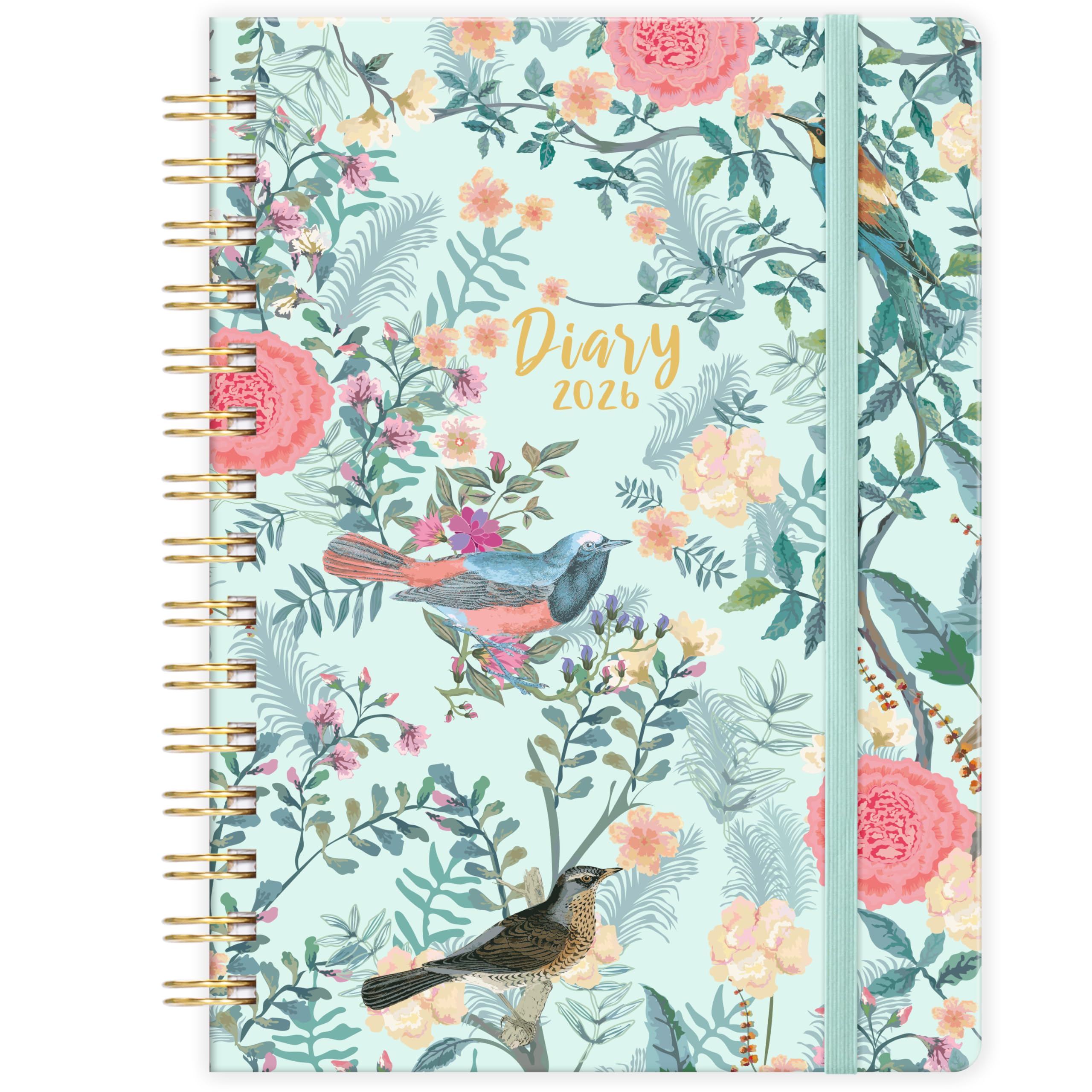Diary 2026 - A5 Diary 2026 Week to View, Jan. 2026 to Dec. 2026, with Twin-Wire Binding, Beautiful Hardcover, Back Pocket, 21.5 x15.5 x1.5 cm