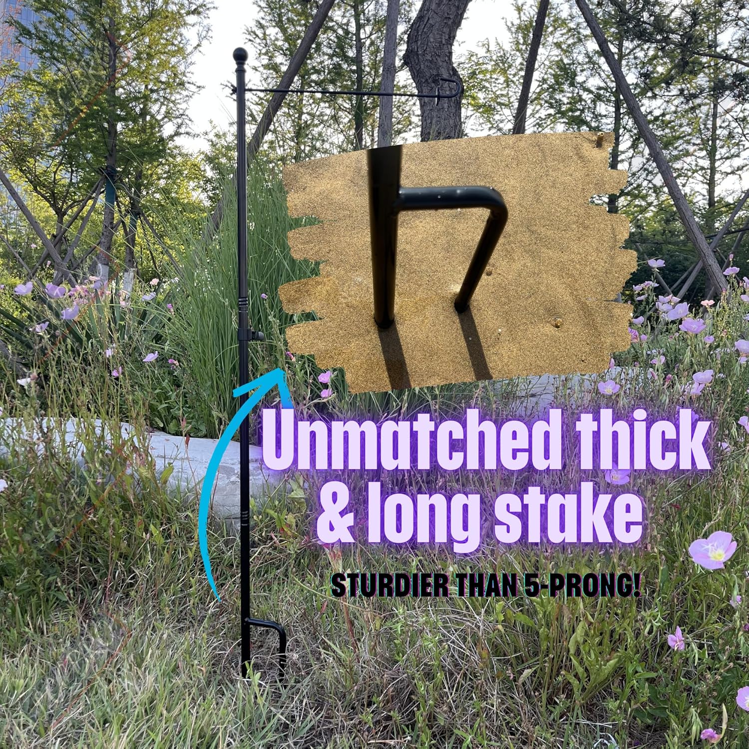 LCCBRO Garden Flag Holder Stand for Outside 12 x 18 Heavy Duty, Small Flag Holders for Yard and Garden, Last Flag Stand You’ll Ever Need (1) - Image 5