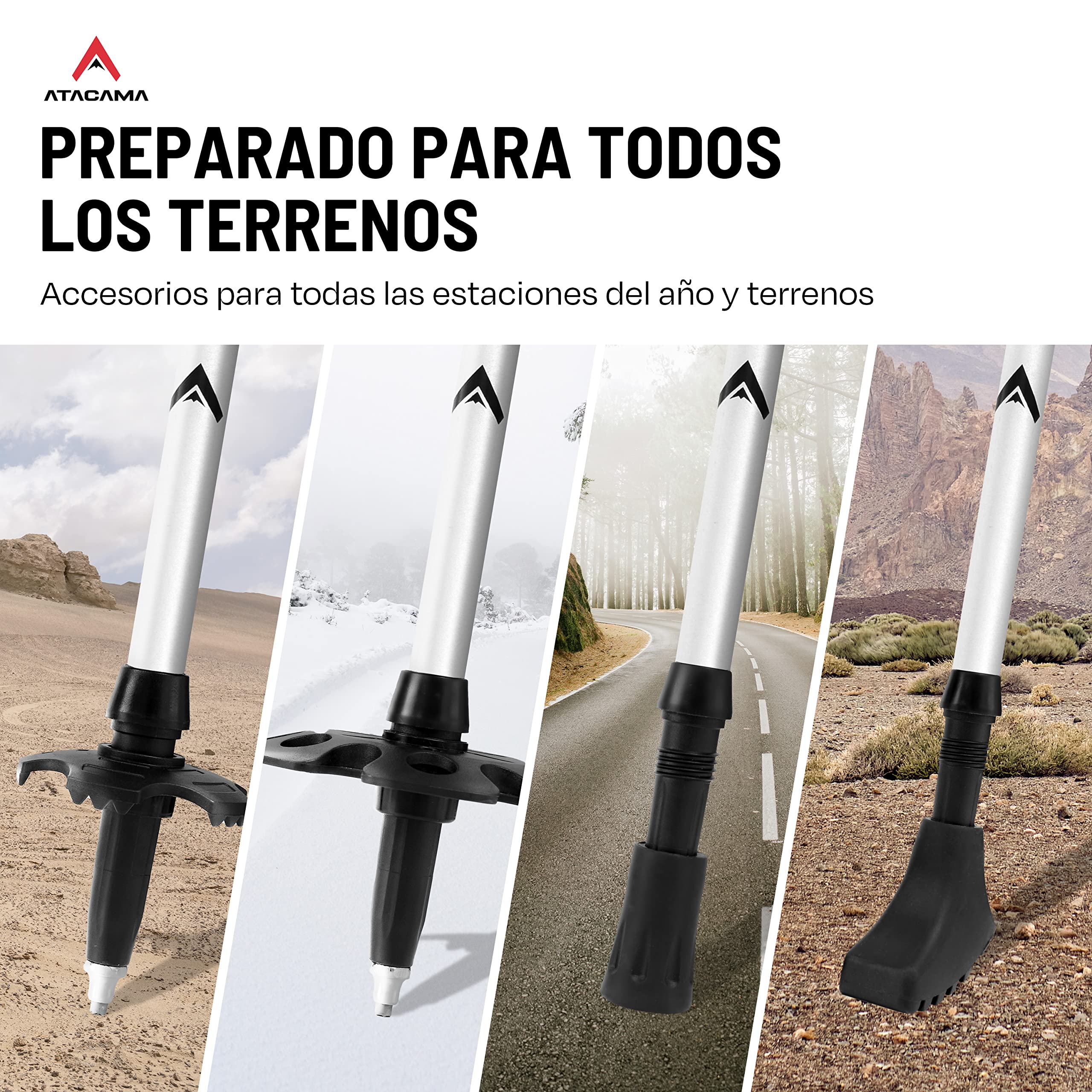 Atacama Bastones de Senderismo telescópicos, de Carbono 3K y Aluminio 7075, con Mango de Corcho, para Hombre y Mujer, Ajustables, fácilmente Extensibles