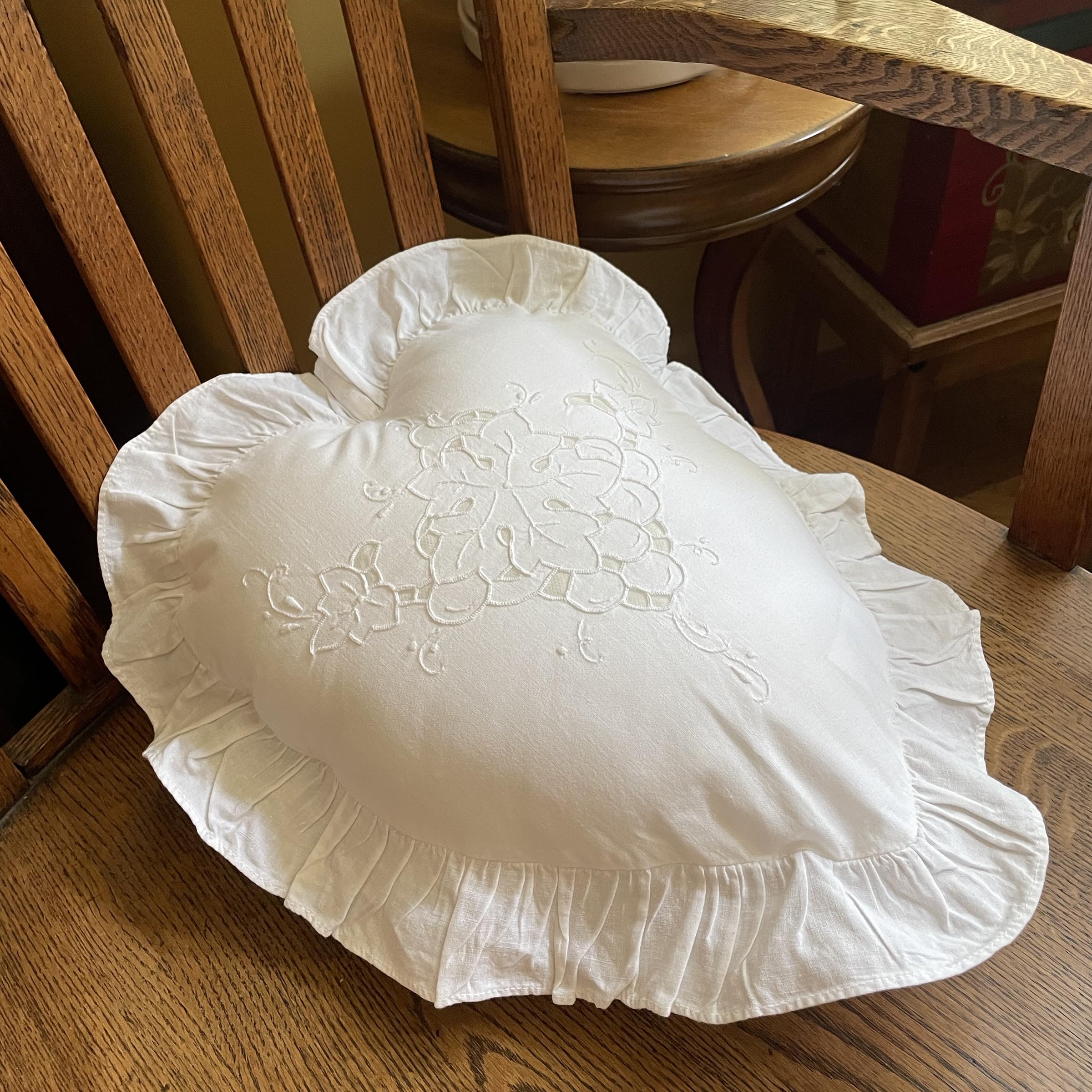 Embroidered and LACE 2-PC Pillow Decorative Pillow Set, 12 inches, Camille White 12" 2 Count