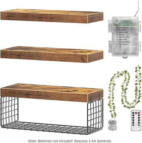 Miniatura 8 de QEEIG Estantes decorativos de baño sobre el inodoro, estante montado en la pared con hojas de luz LED, almacenamiento de papel higiénico, casa de