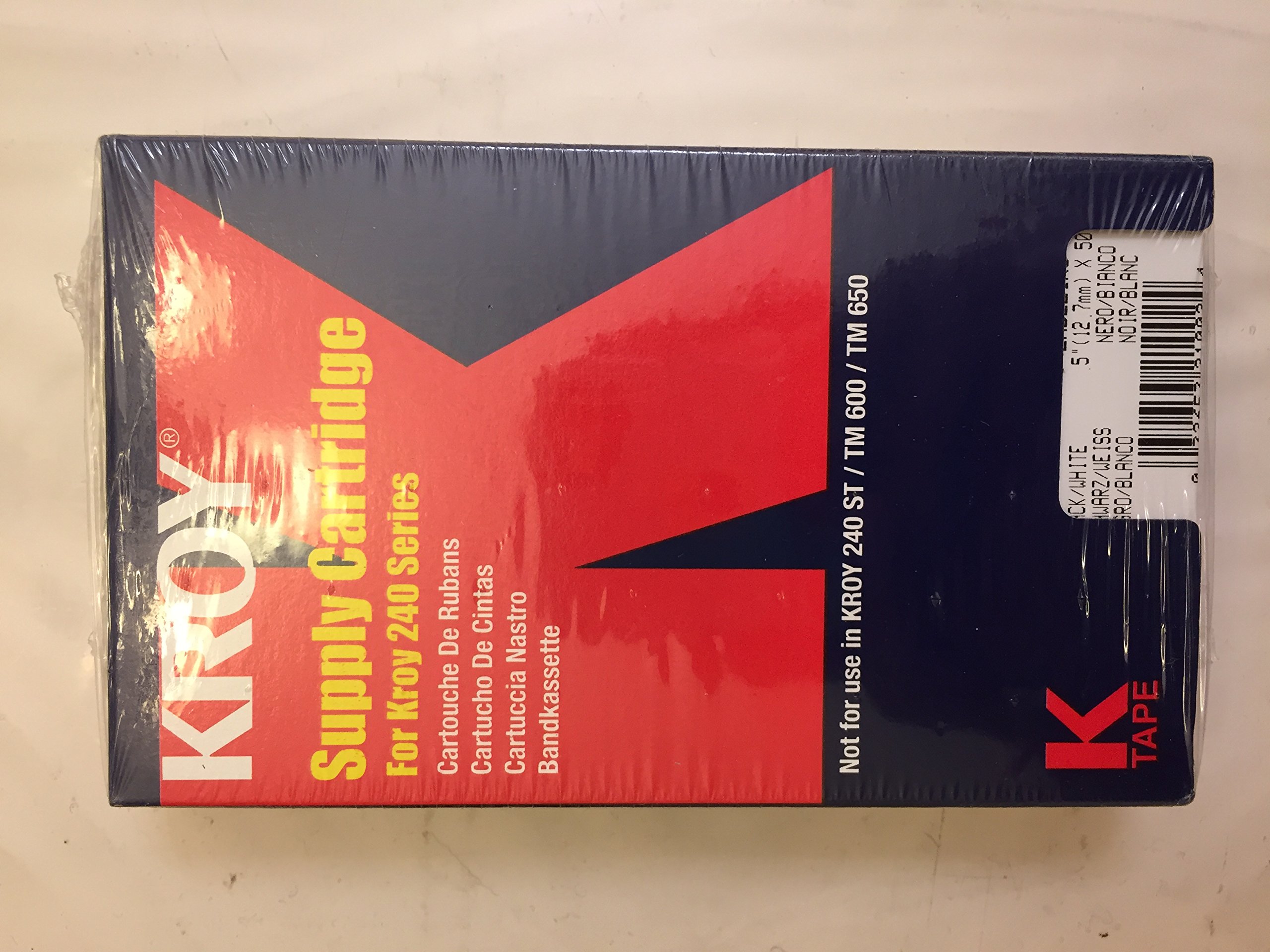 Kroy Model 2227516 Black on White 240 Tape, 1/2in. x 50ft.