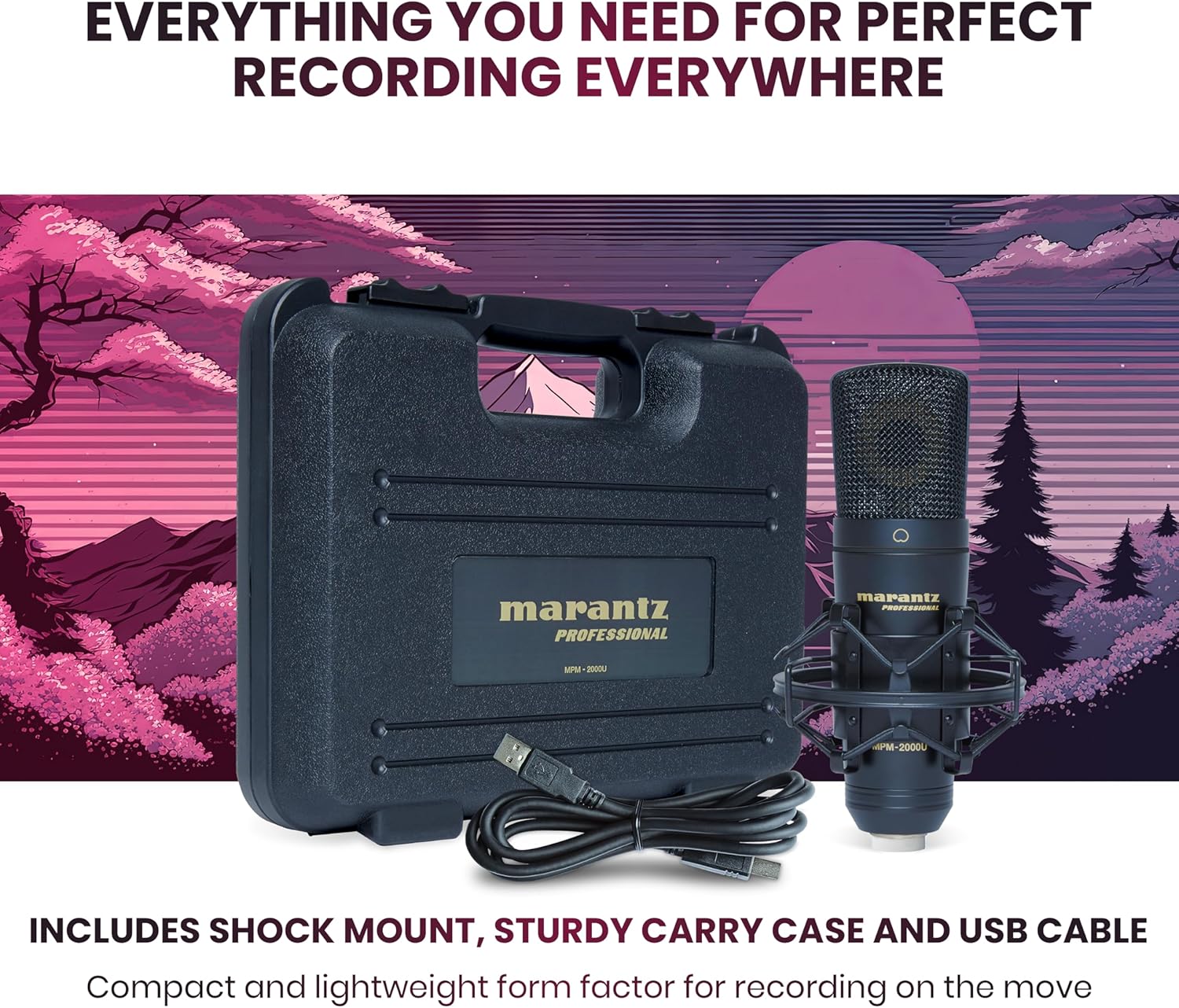 Marantz Professional MPM2000U - USB Premium Large Diaphragm Condenser Microphone With Pop-Shield, Shock-Mount and Aluminium Case
