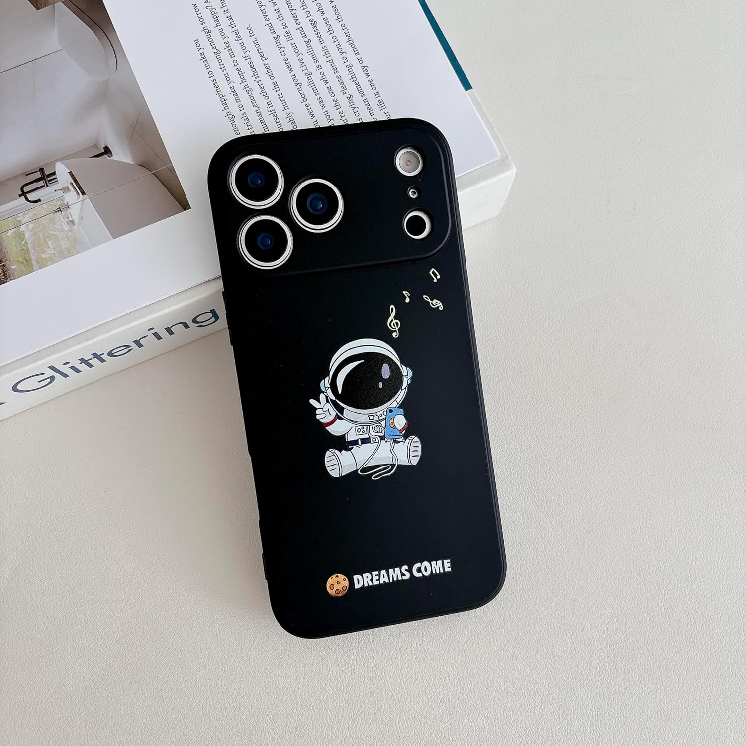 for iPhone 17 Pro Cute Case, Cool Cartoon Astronaut Space Planet Moon Design Stylish Soft TPU Bumper Shockproof Anti-Slip Protector Case (iPhone 17 Pro, Music) - Image 2