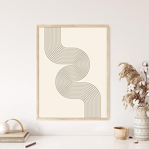 Miniatura 4 de Haus and Hues Line Art - Decoración de pared moderna de mediados de siglo, impresiones bohemias, arte de pared abstracto geométrico para decoración