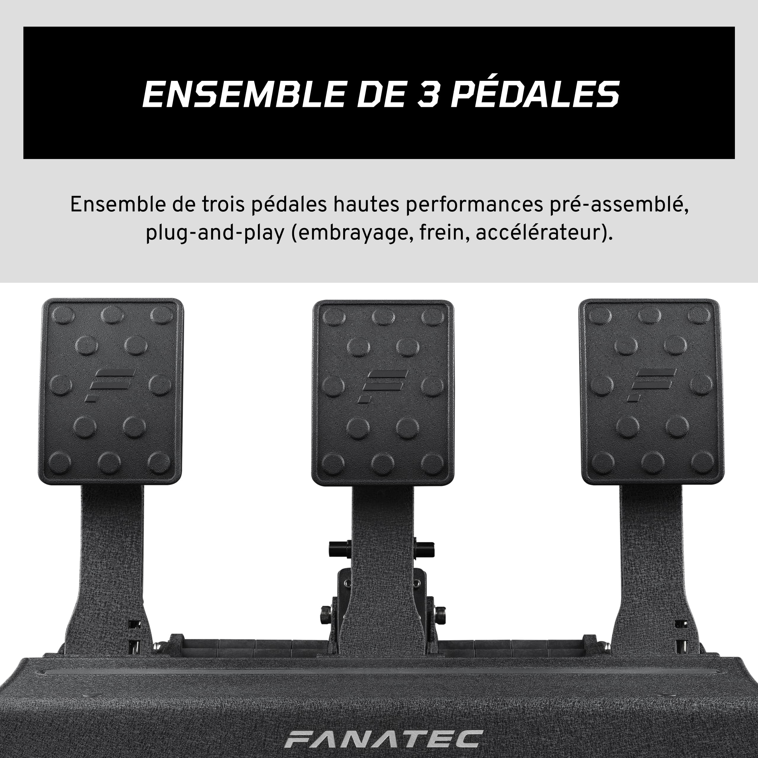 FANATEC Sim Racing CSL Elite Pedals V2 Sim Racing – PC, PS5, PS4 | Jeu de 3 Pédales (Embrayage, Frein, Accélérateur), Système de Frein à Cellule de Charge Double Étape, Capteurs à Effet Hall