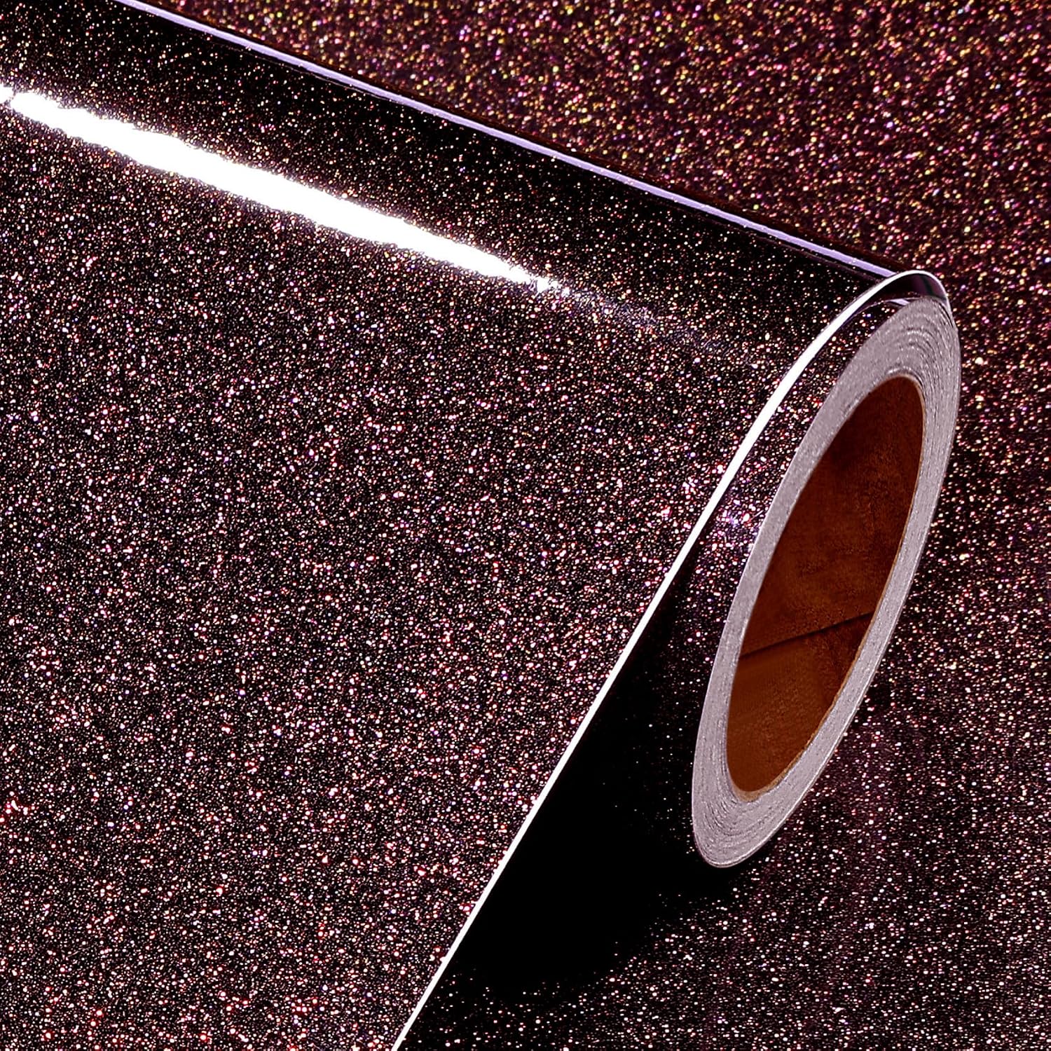 Livelynine Purple Glitter Wallpaper Peel and Stick Metallic Dark Purple Glitter Contact Paper for Desk Locker Crafts Countertops Self Adhesive Sparkle Iridescent Holographic Vinyl Removable 15.8x78.8