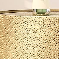 Vista 5 de Christopher Knight Home Rache Modern Round Coffee Table with Hammered Iron, Gold, 26. 00” L x 26. 00” W x 17. 00” H