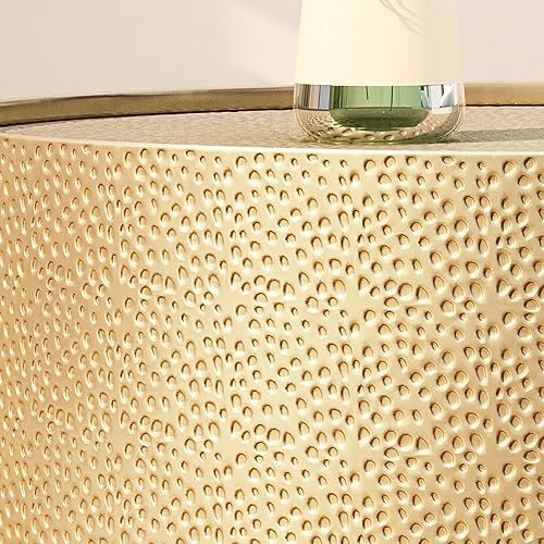 Miniatura 5 de Christopher Knight Home Rache Modern Round Coffee Table with Hammered Iron, Gold, 26. 00” L x 26. 00” W x 17. 00” H