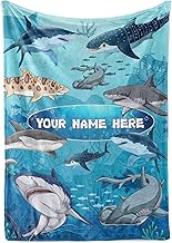 Personalized Shark Blanket for Kids - Ships Next Day and Made in USA - Soft Fleece Throw Bed, Cute Room Decor, Plush Sofa Couch Cover, Lightweight Baby Shark Toys, Custom Gift (Fleece – 50x60)