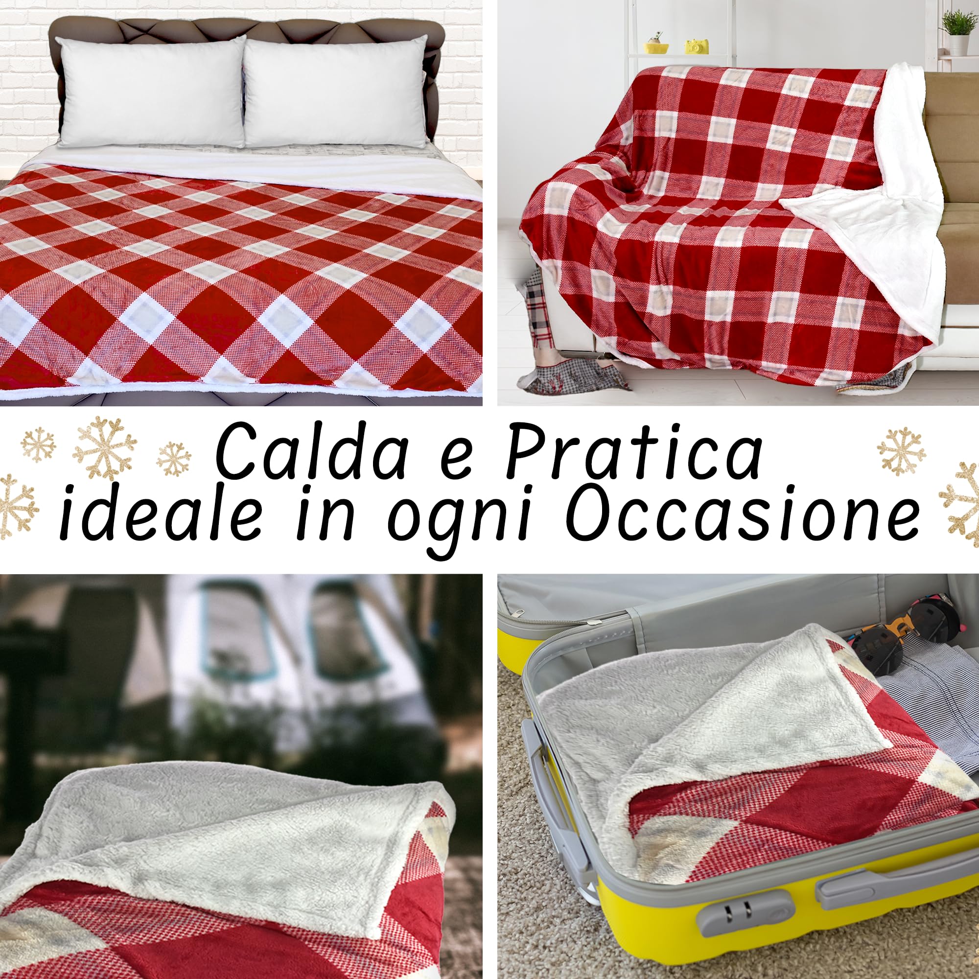 Coperta Matrimoniale In Pile E Sherpa - 230x200 Cm | Morbida E Calda Per Letto E Divano, Blu