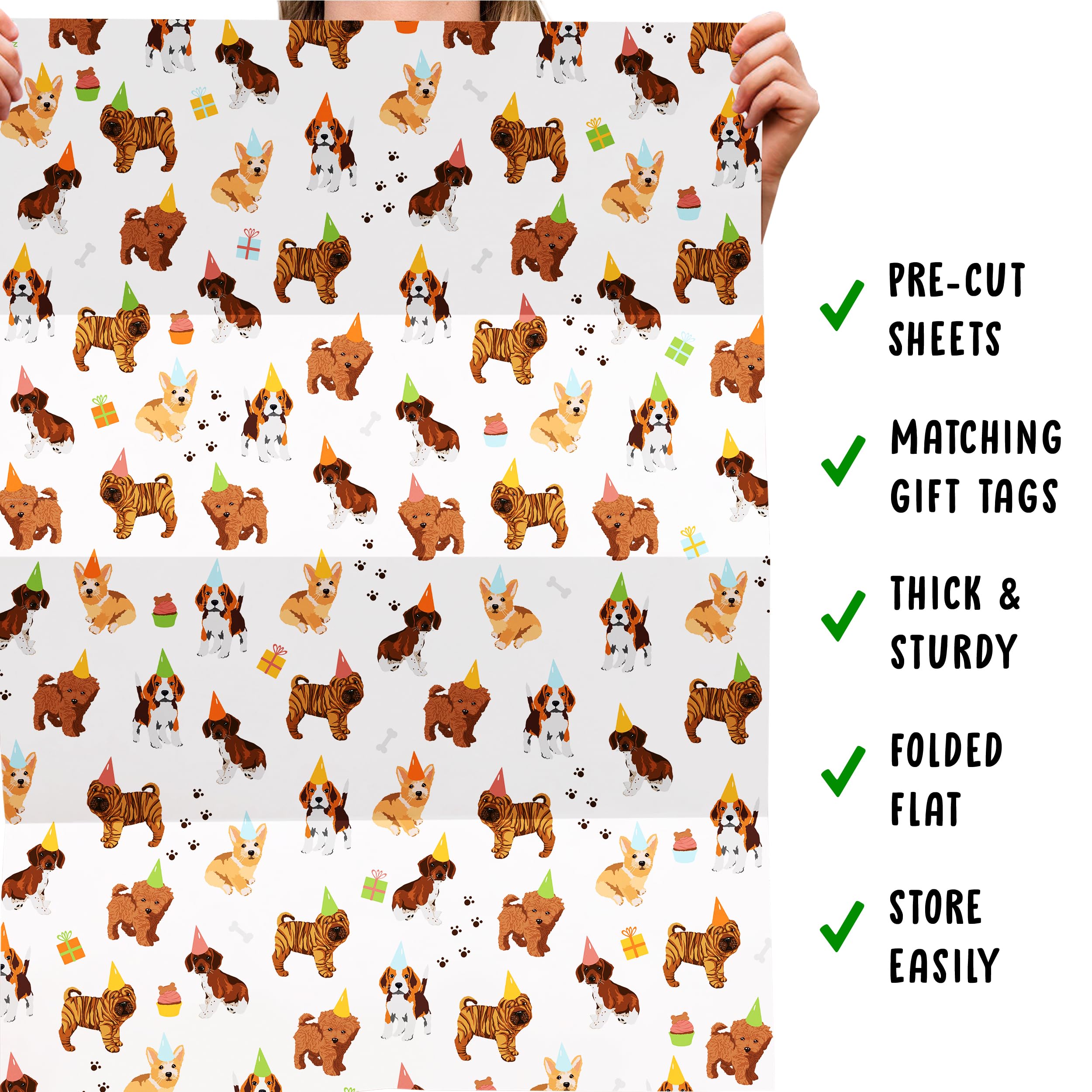 Papier Cadeau Chien Anniversaire – 6 Feuilles De Papier