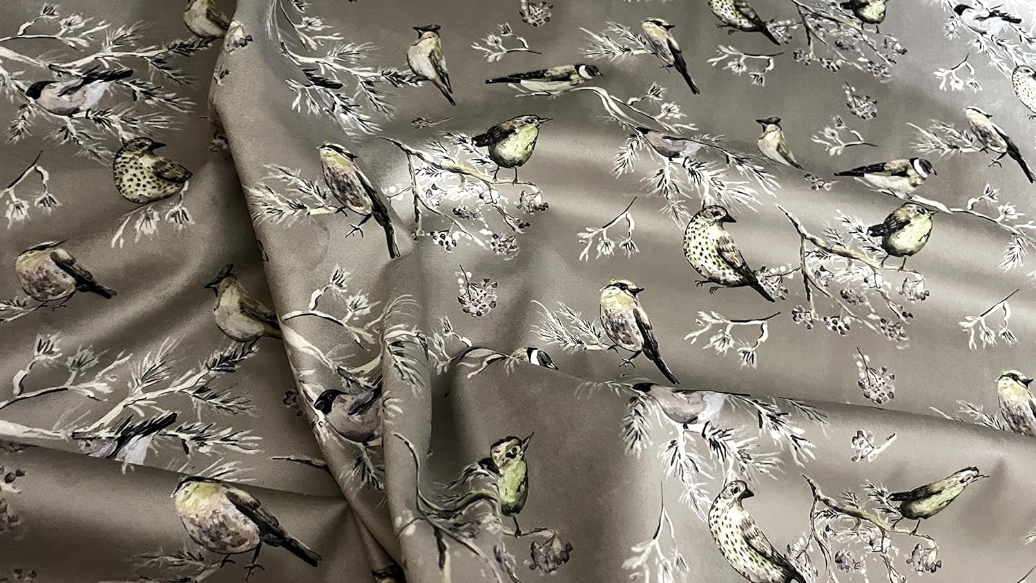 Soft Thick Luxurious Velvet Fabric Digitally Printed Floral Pigeon Design Upholstery Material for Sofa Cushion Chair Cover Craft - Width 54 inches - Fabric by The Yard (Sage Green)