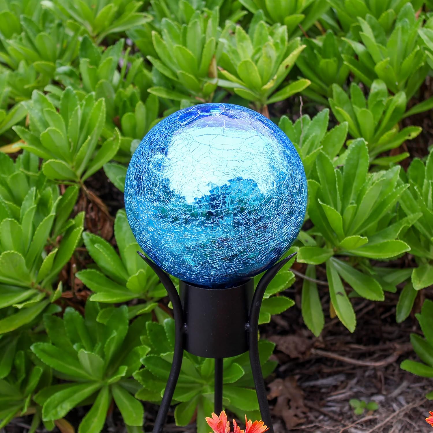 Achla Designs 6" Teal Crackle Glass Gazing Globe with Stand