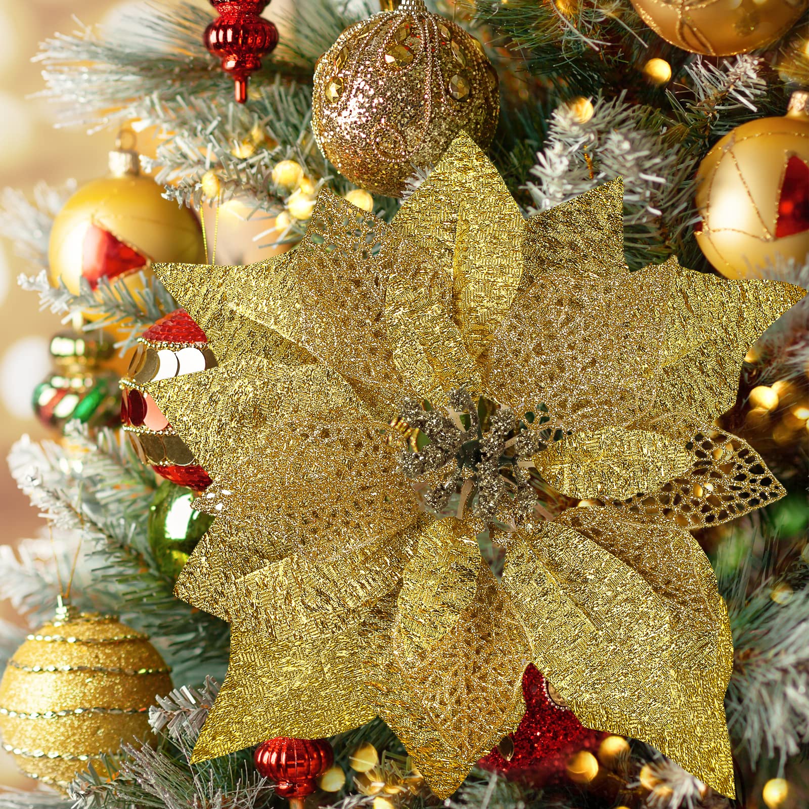 ゴールドクリスマスツリー プラスチック製 Amazon｜14セット 幅8.7インチ 4層 クリスマス ゴールド グリッター