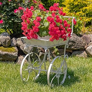 Zaer Ltd. Metal Garden Cart with Handle and Wheels, 32 inches H, Vintage...